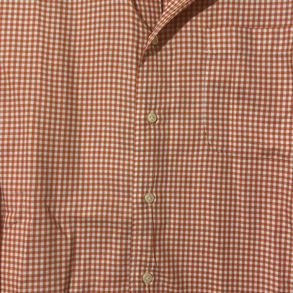 Peter Millar mens orange/white gingham long sleeve shirt - Picture 3 of 9